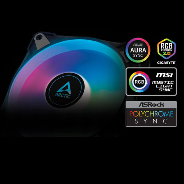Arctic P12 PWM PST ARGB Black Cabinet Fan (Triple Pack)